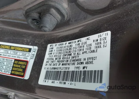 2015 Honda Cr-V Lx z USA, uszkodzony, nr VIN 5J6RM4H37FL073918